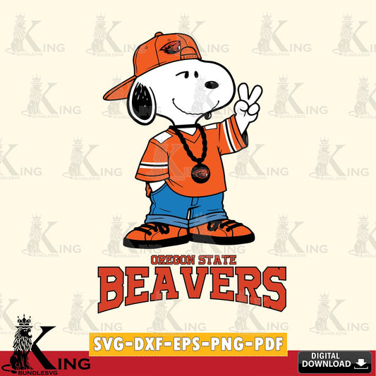 Oregon State Beavers Snoopy Say hi SVG, Cricut, Cut file  , Digital Download , Instant Download, Peanuts svg, NCAA svg, Football svg, Sport svg