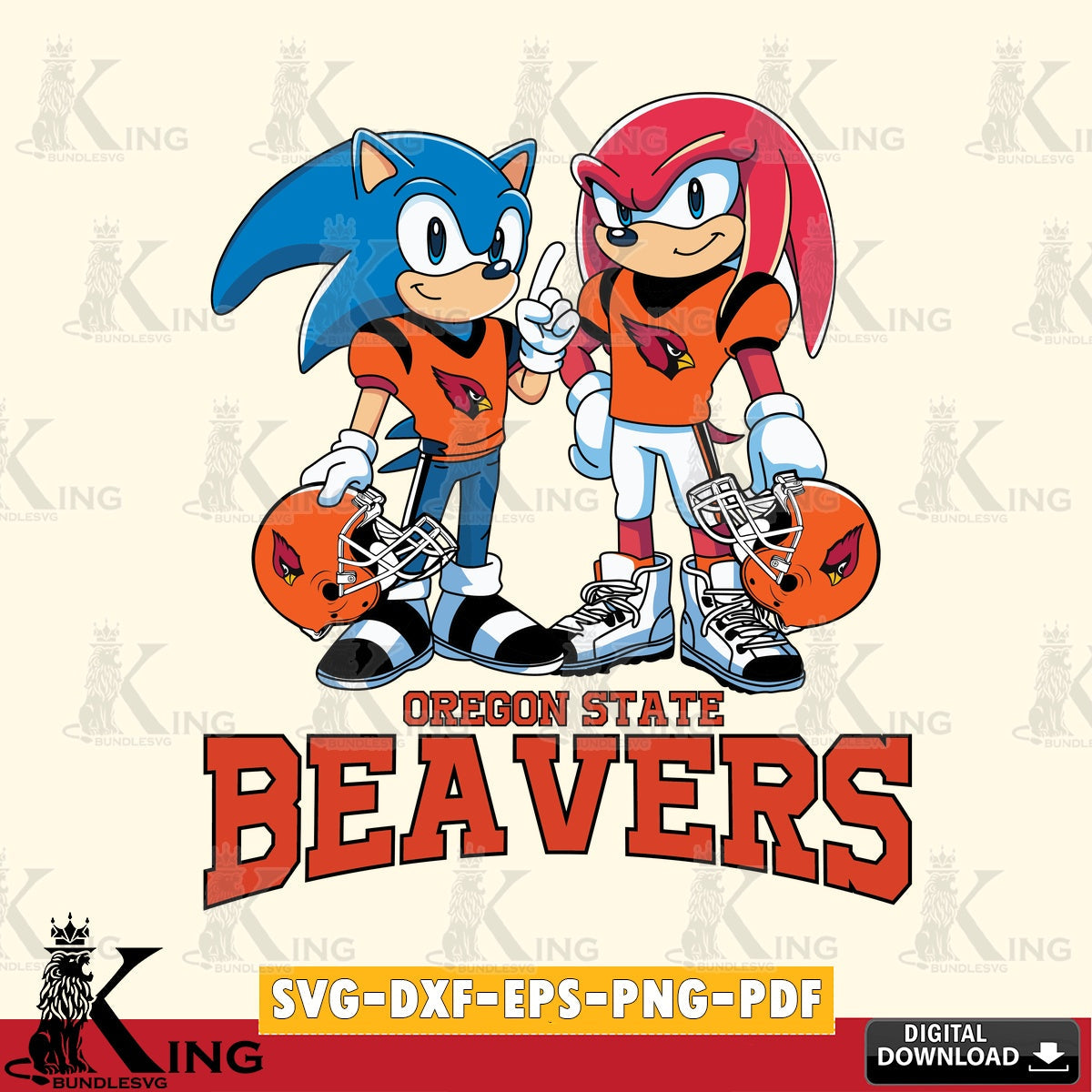 Detailed illustration of Oregon State Beavers Sonic And Knuckles football, a digital clipart compatible with laser engraving and