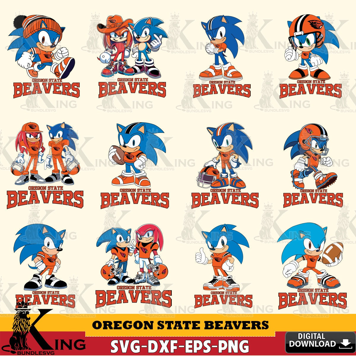 Oregon State Beavers Sonic & Knuckles NCAA FootballBundle SVG file, Vector , Digital Download , PDF File , Instant Download