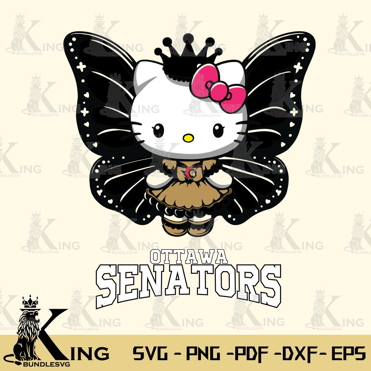 Ottawa Senators Kitty Wings & Flowers Svg Eps Dxf Png File, Digital Download