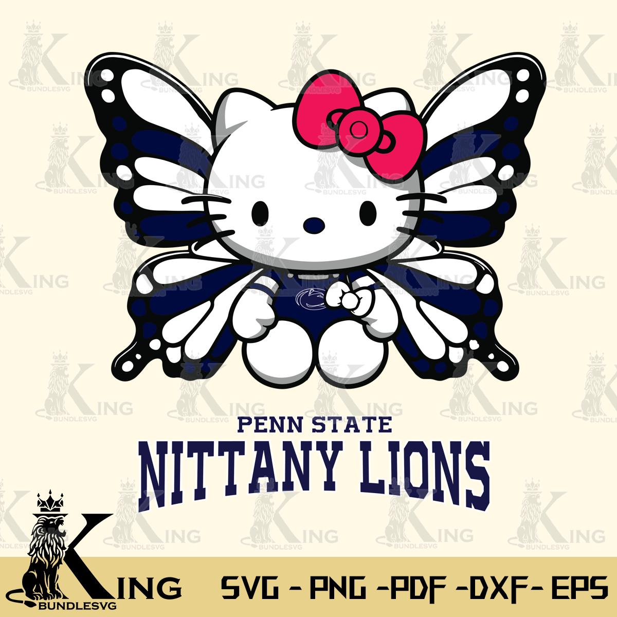 Penn State Nittany Lions Butterfly Kitty Delight Svg Eps Dxf Png File, Digital Download