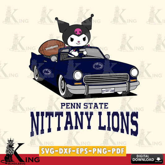 Penn State Nittany Lions Kuromi Car Football Game SVG file, Cricut, Cut file  , Digital Download , Instant Download, Sanrio svg, Clipart