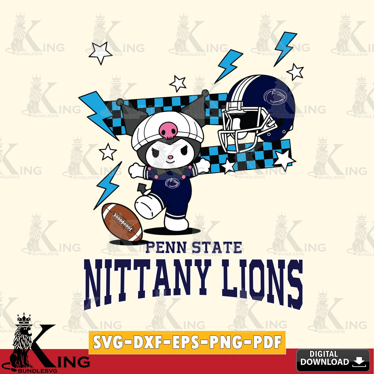 Penn State Nittany Lions Kuromi Game Day SVG file, Cricut, Cut file  , Digital Download , Instant Download, Sanrio svg, Clipart