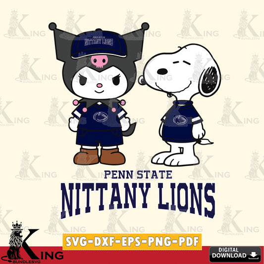 Penn State Nittany Lions Kuromi Snoopy Football SVG file, Cricut, Cut file  , Digital Download , Instant Download, Sanrio svg, Clipart