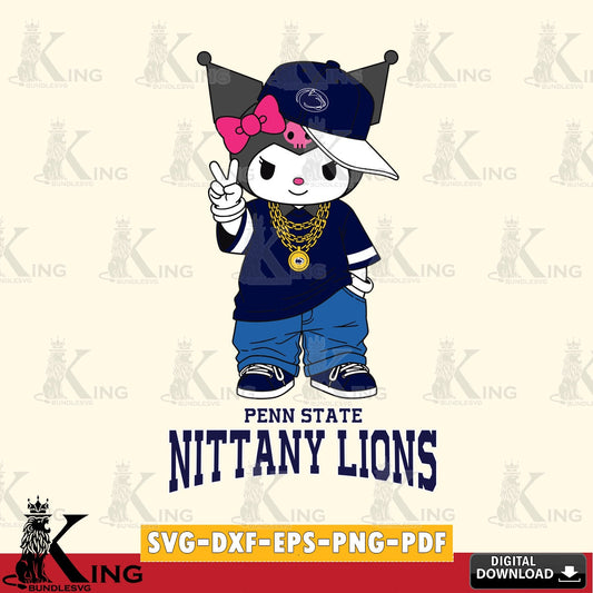 Penn State Nittany Lions Kuromi Streetwear Style SVG file, Cricut, Cut file  , Digital Download , Instant Download, Sanrio svg, Clipart