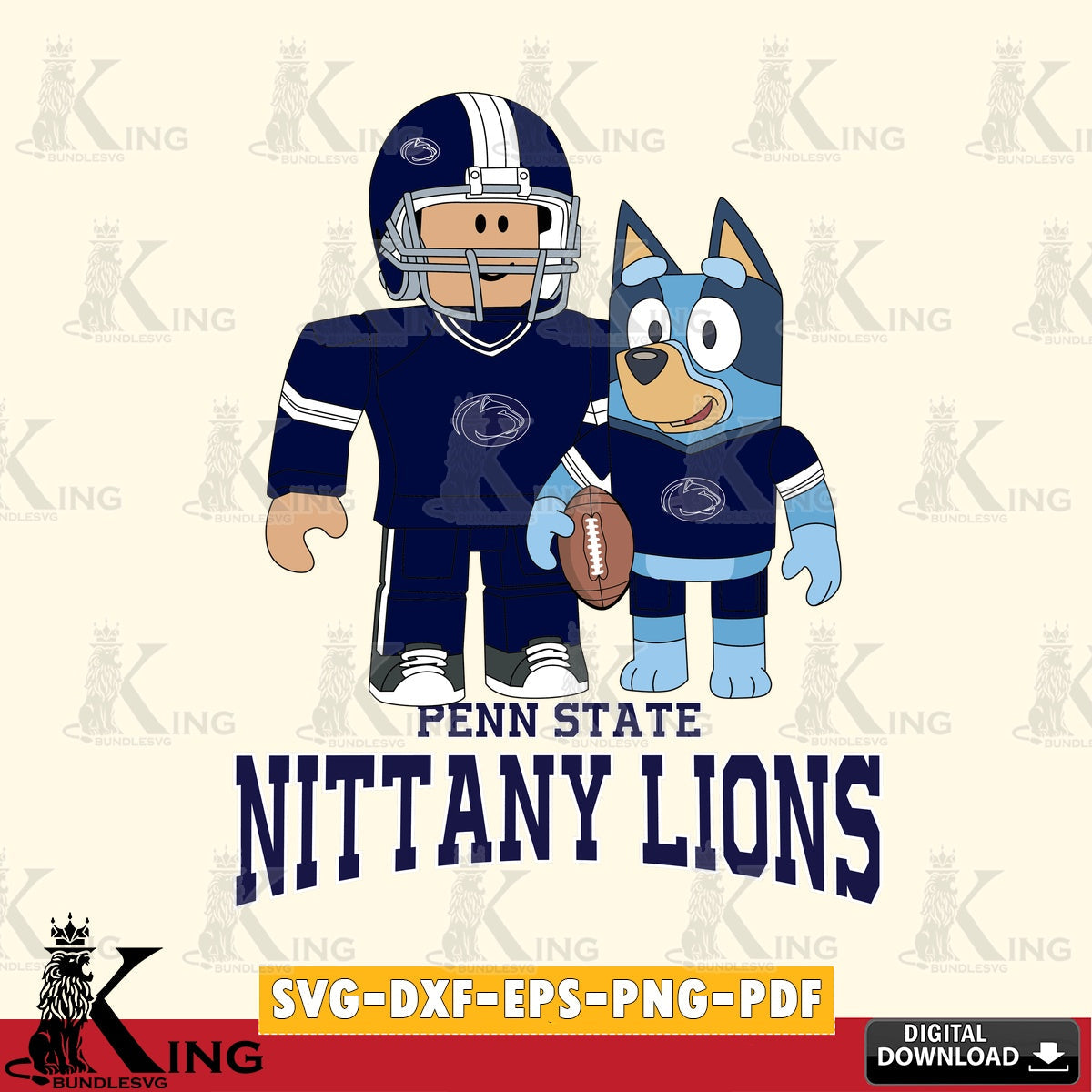 Penn State Nittany Lions Roblox & Bluey Football SVG file , NCAA Cricut,  File cut , Digital Download , PDF File