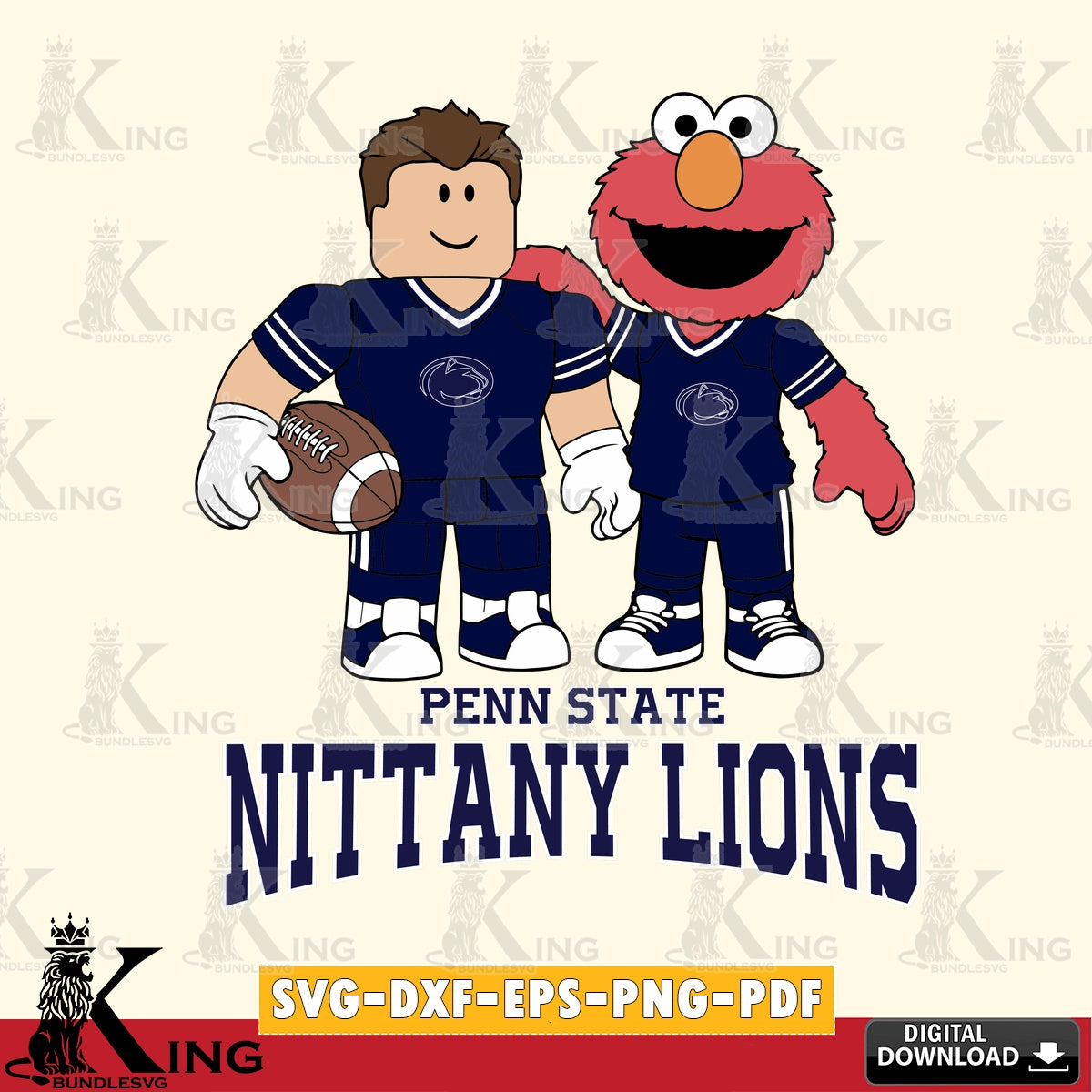 Penn State Nittany Lions Roblox & Elmo Football SVG file , NCAA Cricut,  File cut , Digital Download , PDF File