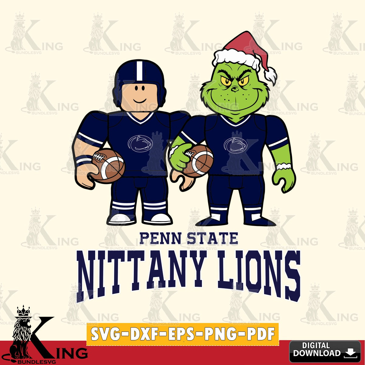 Penn State Nittany Lions Roblox & Grinch Football SVG file , NCAA Cricut,  File cut , Digital Download , PDF File