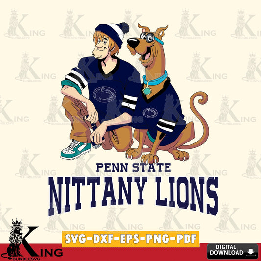 Printable art of Penn State Nittany Lions Shaggy and Scooby Doo football, cut file ideal for vinyl projects and T-shirt printing