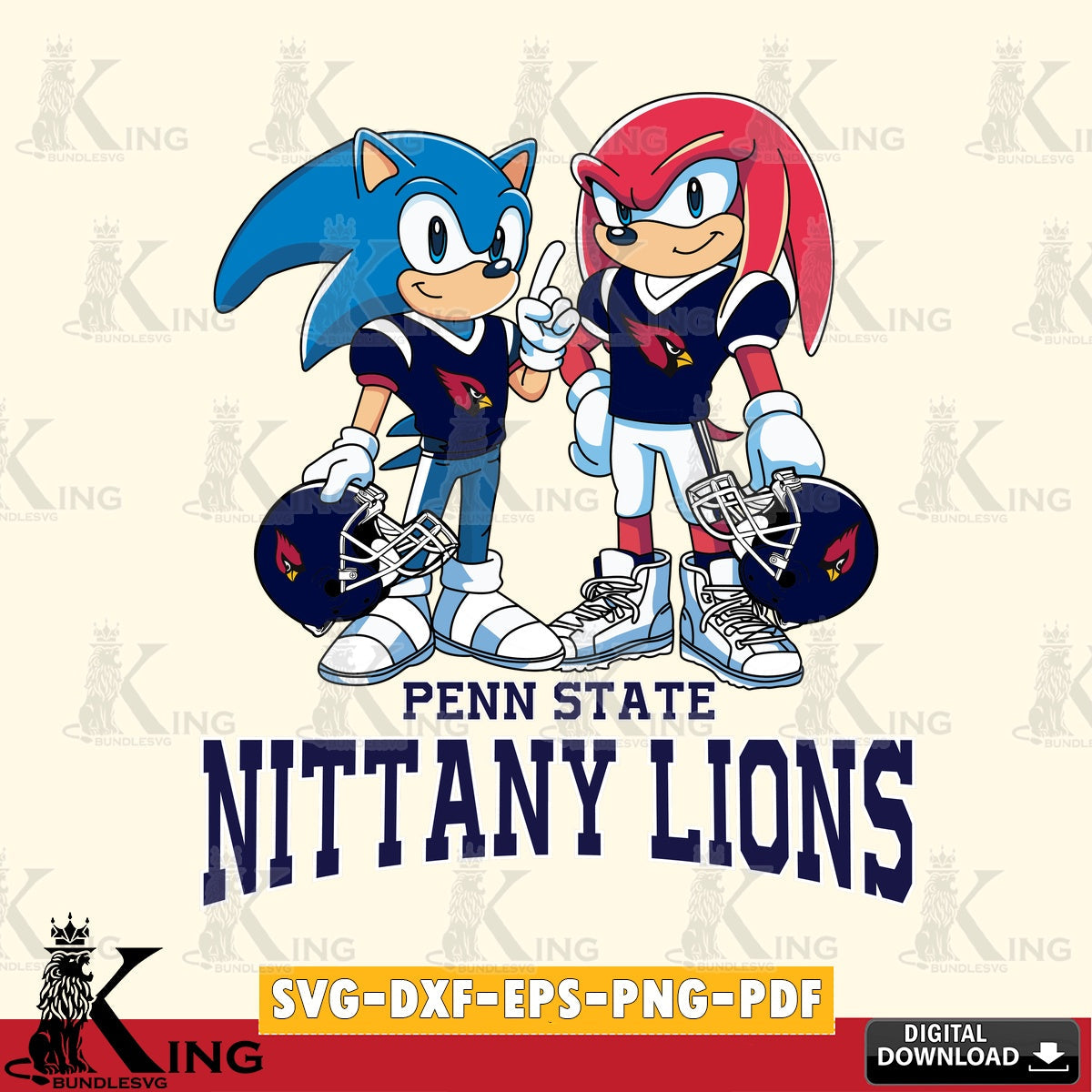 Penn State Nittany Lions Sonic And Knuckles Football SVG file, Vector , Digital Download , PDF File , Instant Download