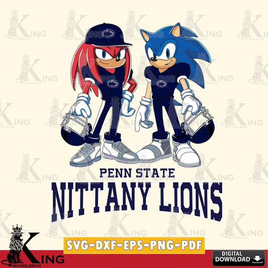 Penn State Nittany Lions Sonic And Knuckles Player Football SVG file, Vector , Digital Download , PDF File , Instant Download