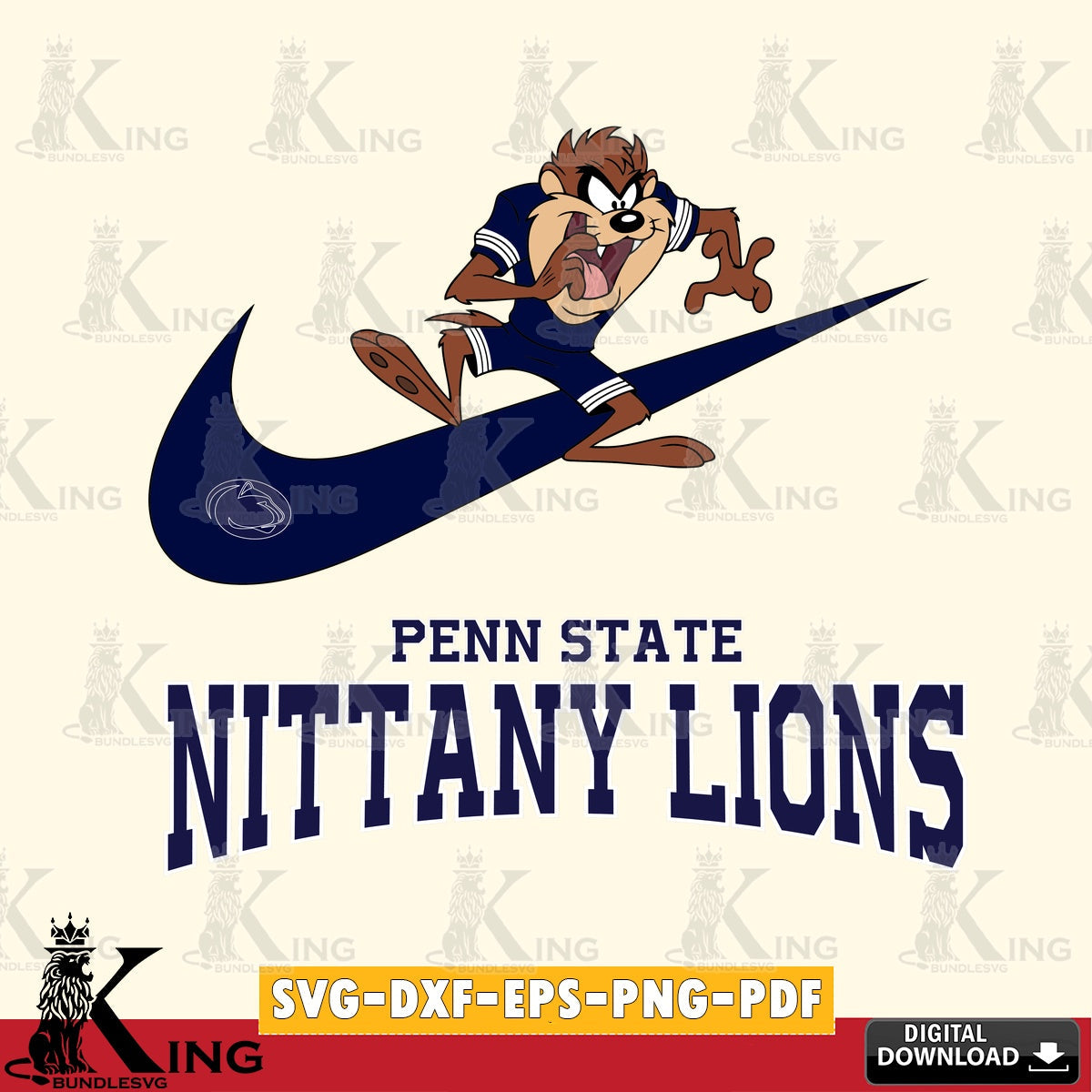 Penn State Nittany Lions Taz Football Nike SVG file, Cut file  , Digital Download , Instant Download, Taz svg, NCAA svg