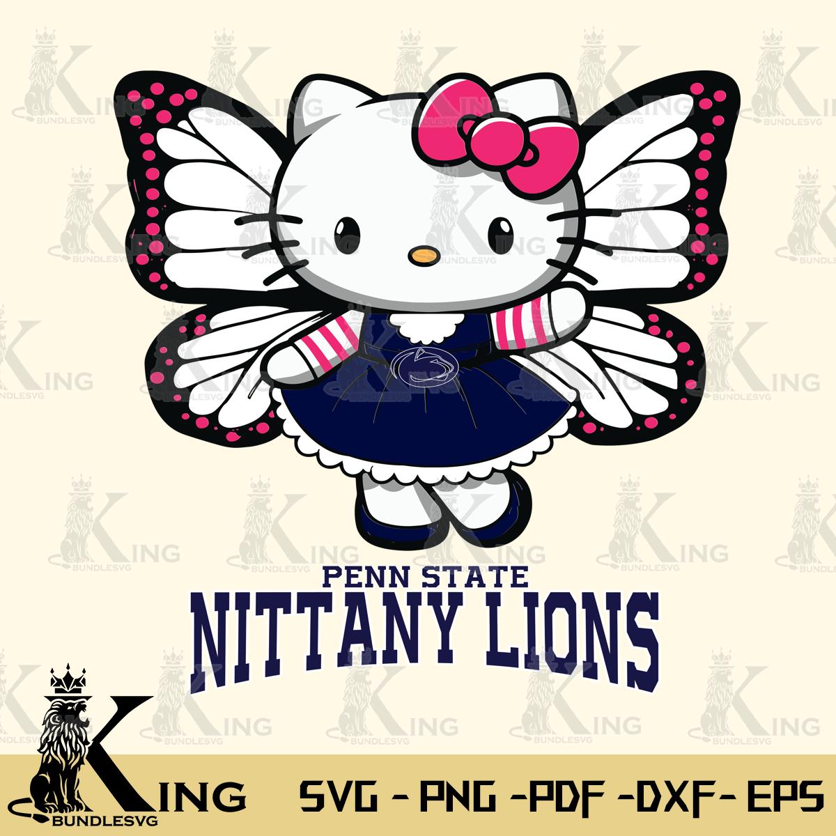 Penn State Nittany Lions Whimsical Kitty Wings Svg Eps Dxf Png File, Digital Download