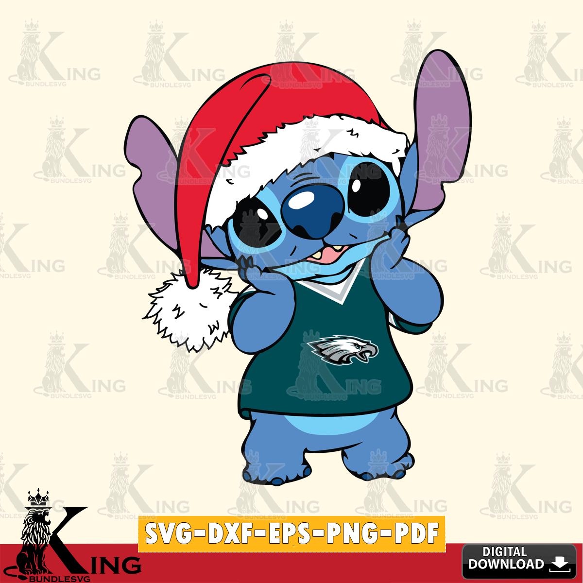 Philadelphia Eagles Cute Stitch Christmas SVG, NFL for Cricut, Silhouette, Digital Download , file cut