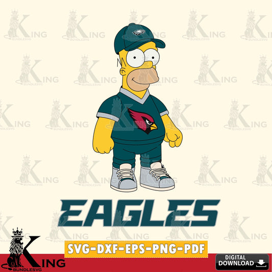 Digital clipart of Philadelphia Eagles Homer Simpson football, PNG clipart for sublimation printing and graphic design