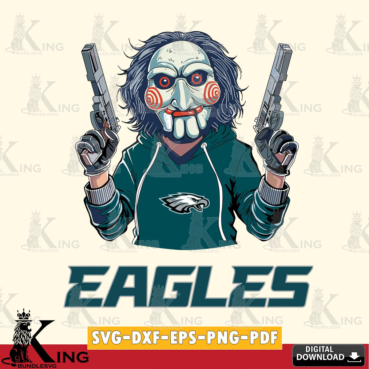 Artistic drawing of a Philadelphia Eagles Jigsaw Billy Football, crafting file for iron-on transfer and vinyl decals.