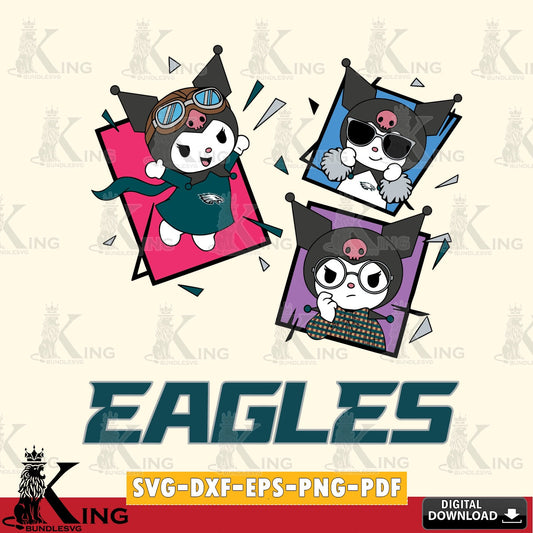 Philadelphia Eagles Kuromi Action Football SVG file, Cricut, Cut file  , Digital Download , Instant Download, Sanrio svg, Clipart