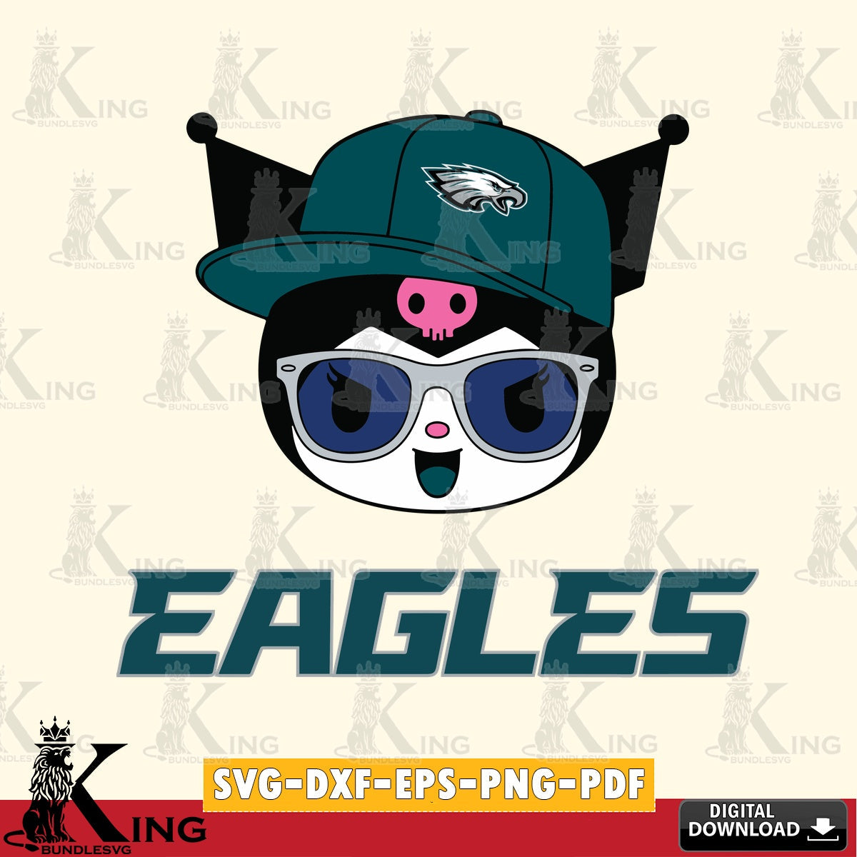 Philadelphia Eagles Kuromi Football Cool SVG file, Cricut, Cut file  , Digital Download , Instant Download, Sanrio svg, Clipart