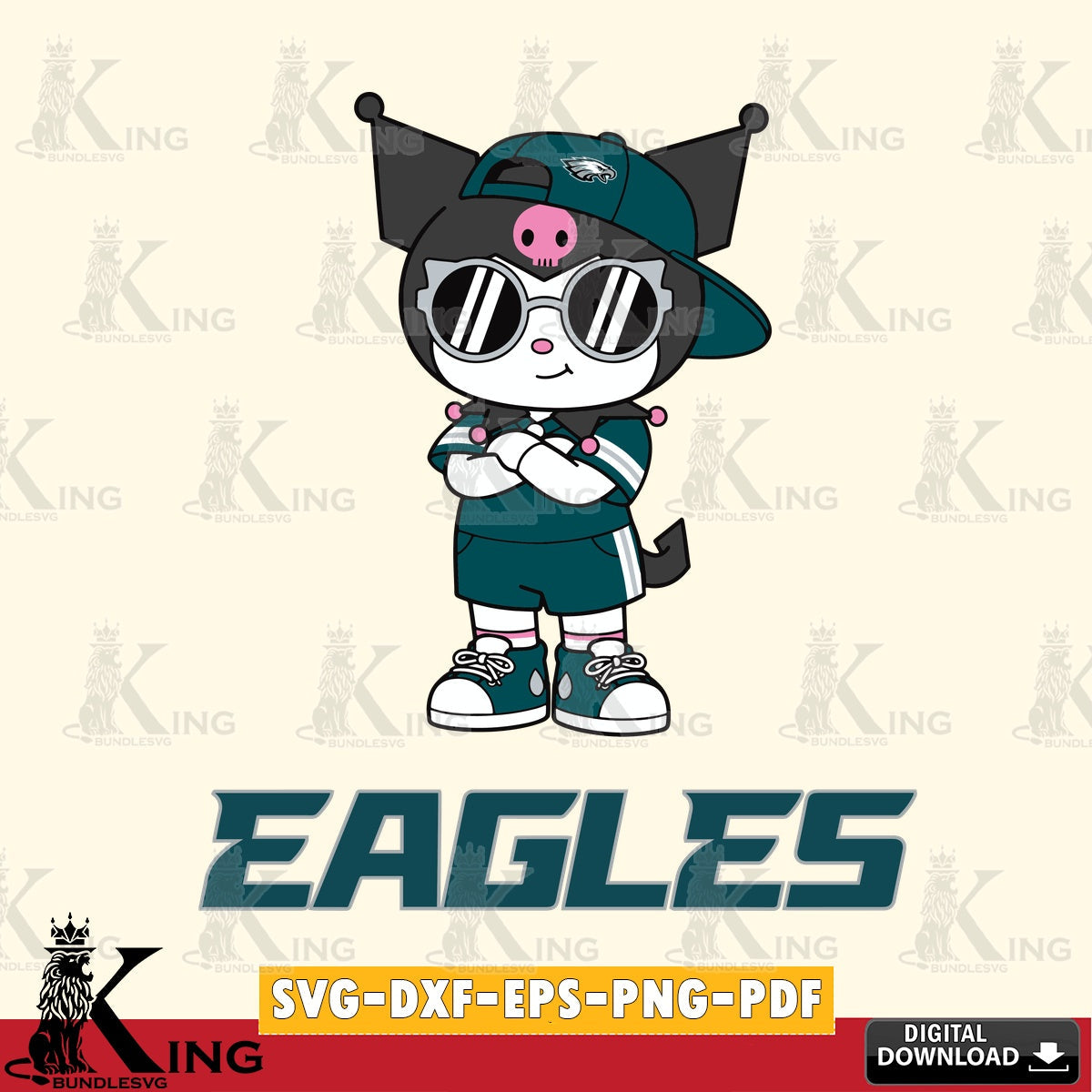 Philadelphia Eagles Kuromi Football Jersey SVG file, Cricut, Cut file  , Digital Download , Instant Download, Sanrio svg, Clipart