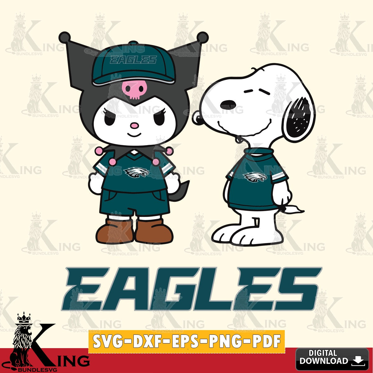 Philadelphia Eagles Kuromi Snoopy Football SVG file, Cricut, Cut file  , Digital Download , Instant Download, Sanrio svg, Clipart