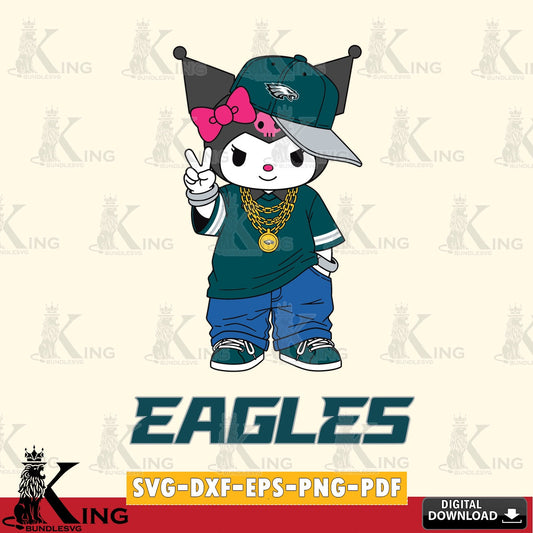 Philadelphia Eagles Kuromi Streetwear Style SVG file, Cricut, Cut file  , Digital Download , Instant Download, Sanrio svg, Clipart