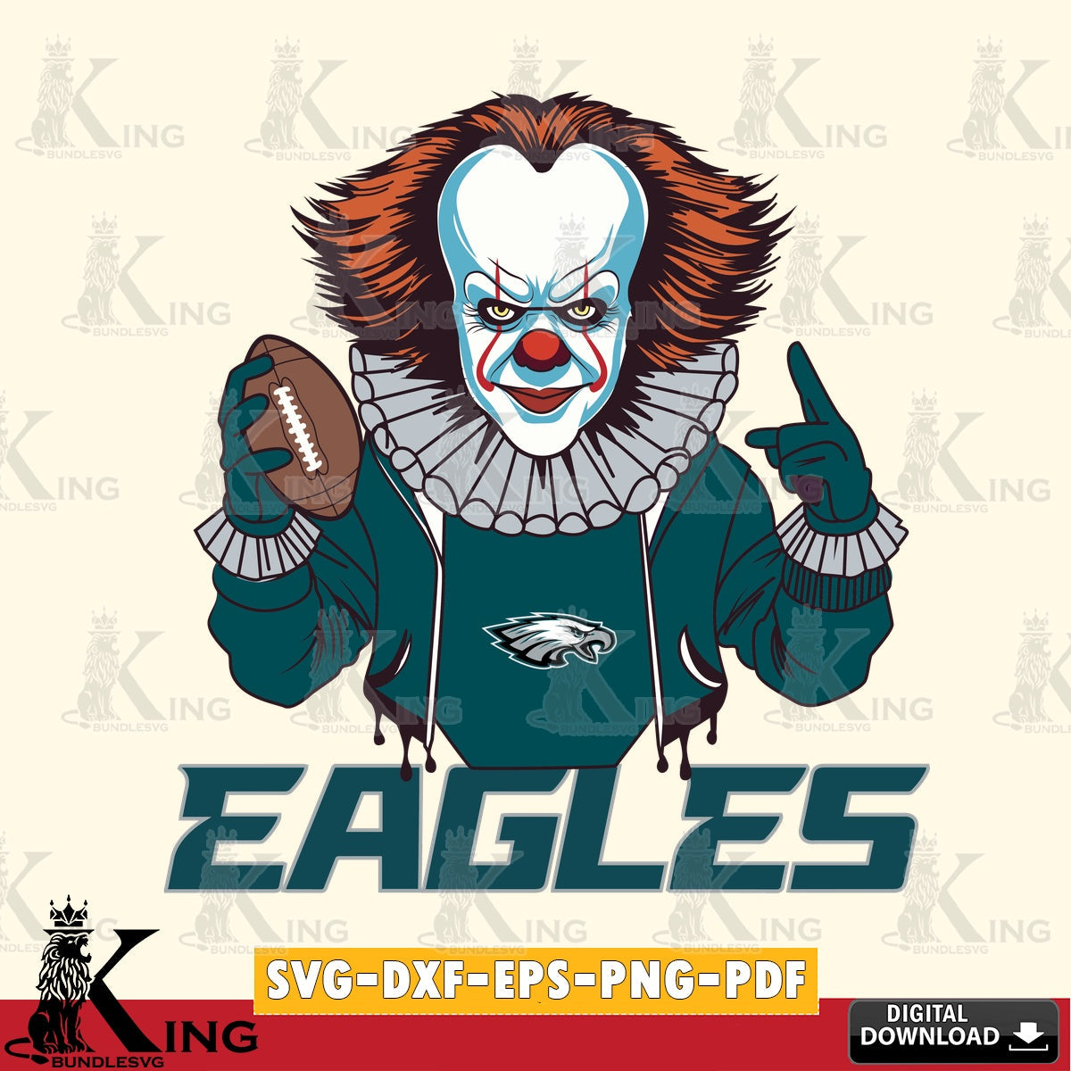 Custom design featuring Philadelphia Eagles Pennywise player football, SVG PNG files perfect for Cricut and Silhouette cutting