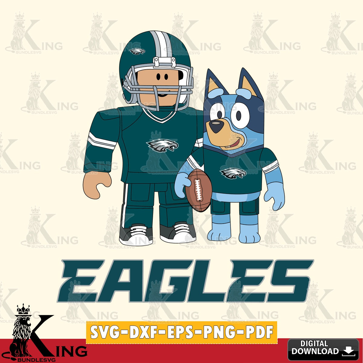 Philadelphia Eagles Roblox & Bluey Football SVG file , Cricut, NFL  File cut , Digital Download , PDF File