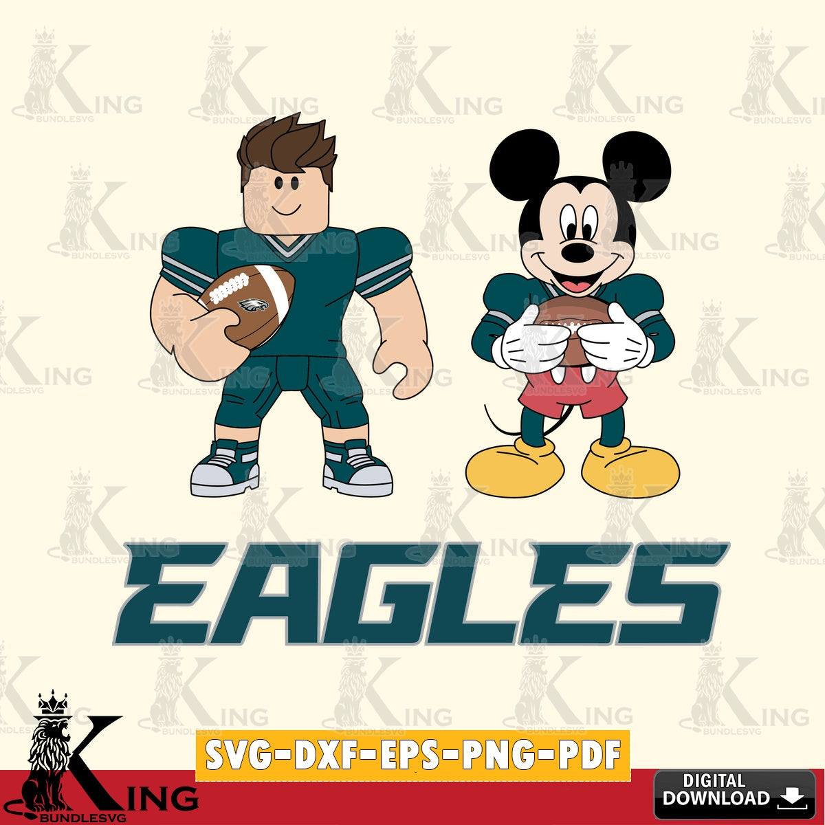 Philadelphia Eagles Roblox & Mickey Football SVG file , Cricut, NFL  File cut , Digital Download , PDF File