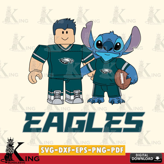 Philadelphia Eagles Roblox & Stitch Football SVG file , Cricut, NFL  File cut , Digital Download , PDF File