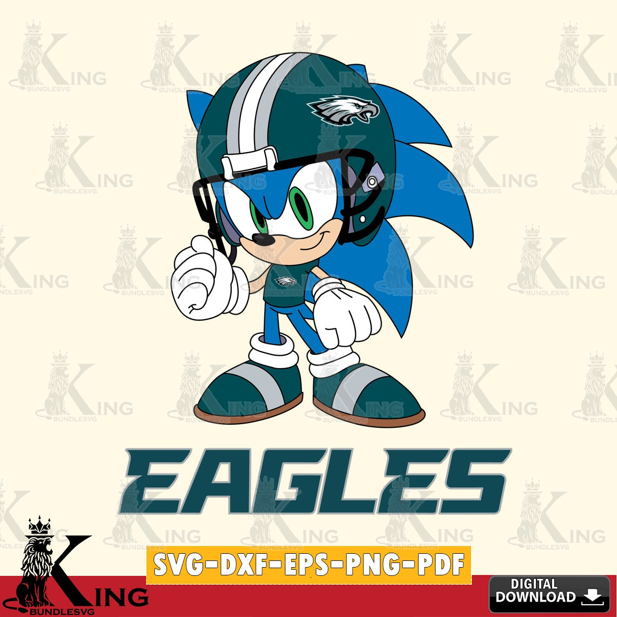 Digital clipart of Philadelphia Eagles Sonic Football Mascot PNG clipart for sublimation printing and graphic design