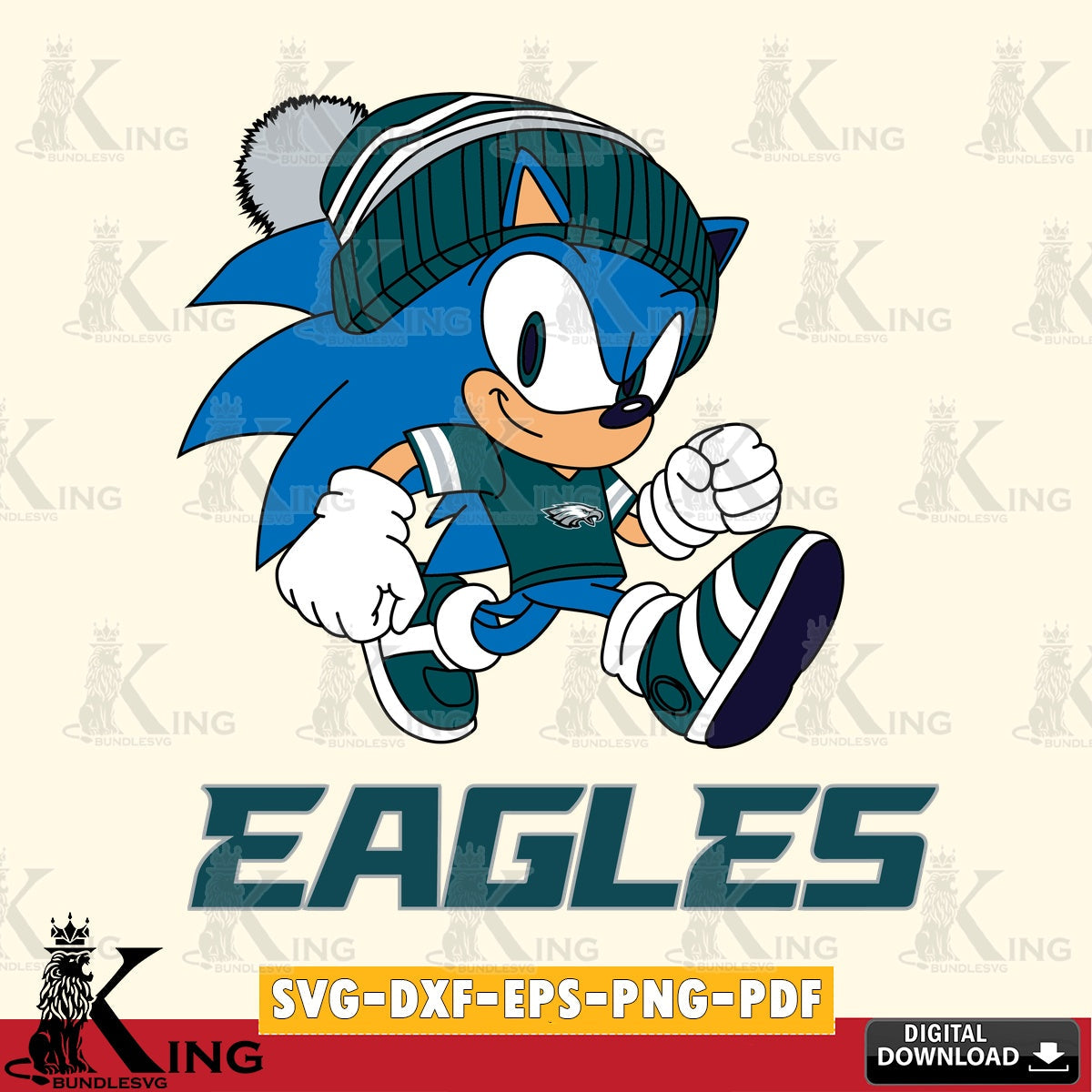 Digital clipart of Philadelphia Eagles Sonic Football vector illustration for POD merchandise and apparel