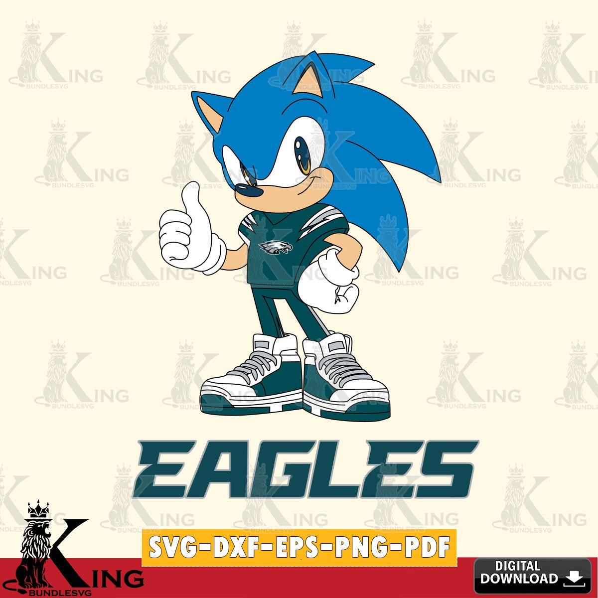Detailed illustration of a Philadelphia Eagles Sonic like football, a printable vector design for sublimation and crafts