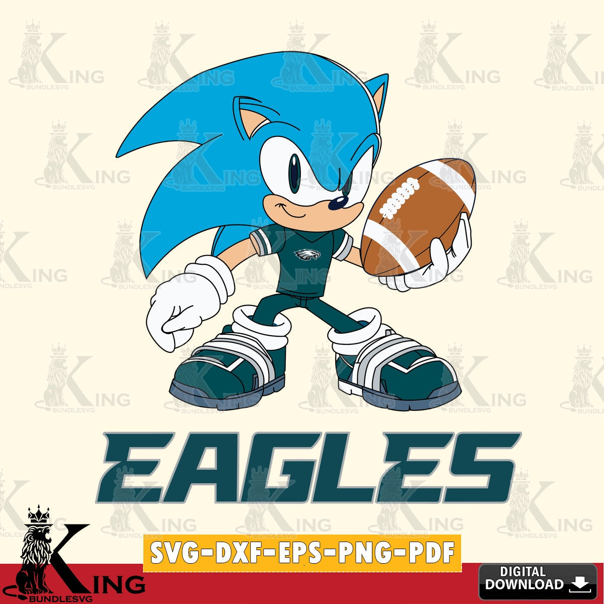 Digital download featuring Philadelphia Eagles Sonic Rugby, high-quality vector for DIY scrapbooking and home decor