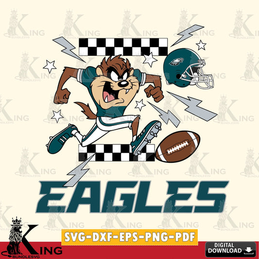 Philadelphia Eagles Taz Football Lightning Cut file  , Digital Download , Instant Download, Looney Tunes svg, Football svg