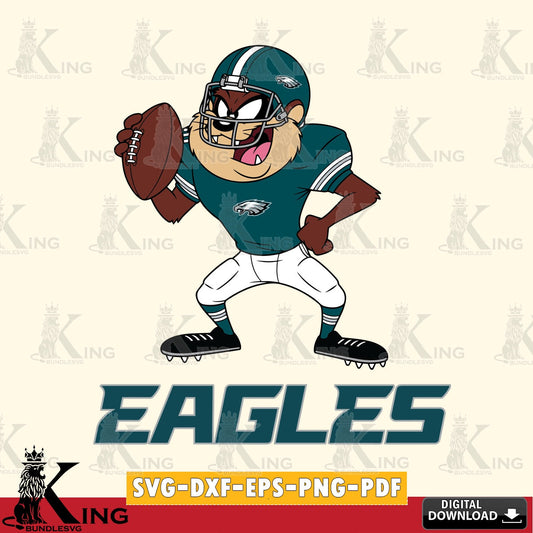 Philadelphia Eagles Taz Football Player Cut file  , Digital Download , Instant Download, Looney Tunes svg, Football svg