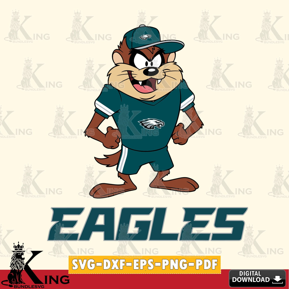 Philadelphia Eagles Taz Standing Pose Cut file  , Digital Download , Instant Download, Looney Tunes svg, Football svg