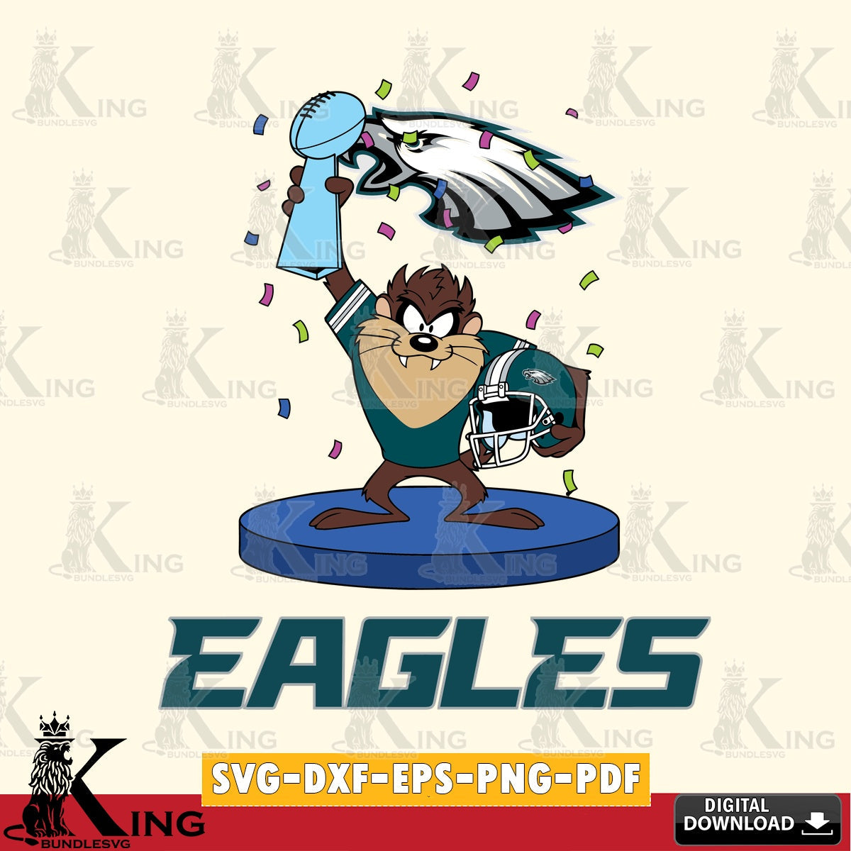 Philadelphia Eagles Taz Trophy Podium Cut file  , Digital Download , Instant Download, Looney Tunes svg, Football svg