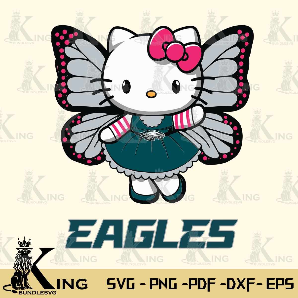 Philadelphia Eagles Whimsical Kitty Wings Svg Eps Dxf Png File, Digital Download