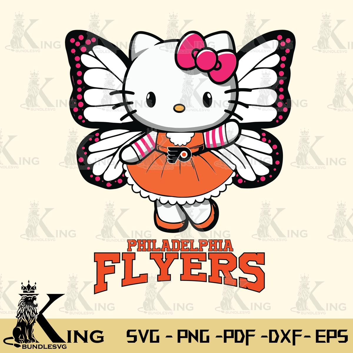 Philadelphia Flyers Whimsical Kitty Wings Svg Eps Dxf Png File, Digital Download