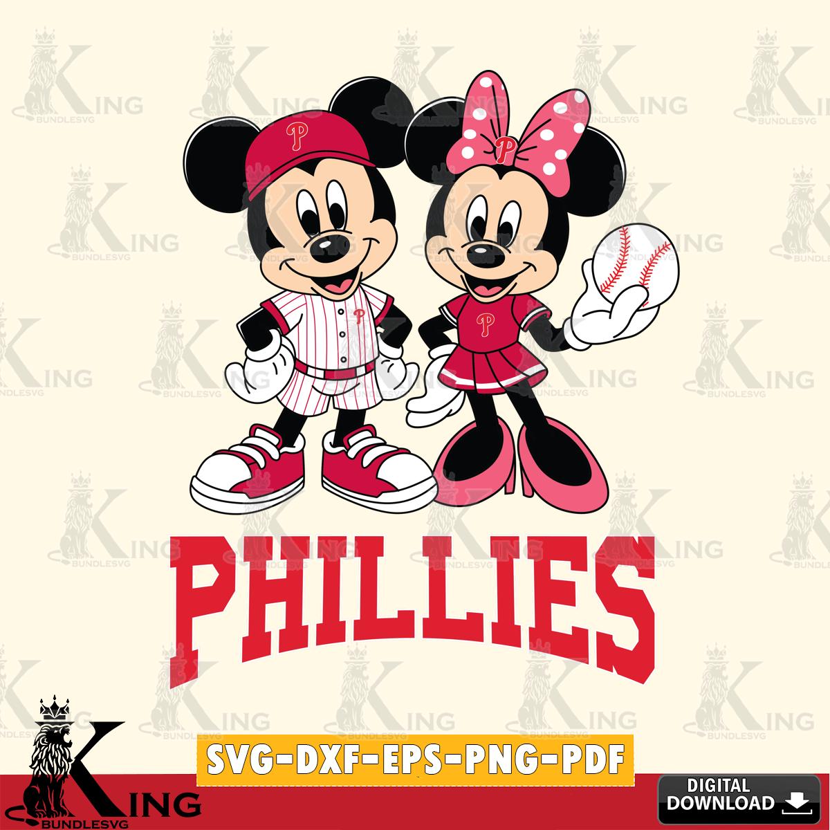 Philadelphia Phillies Baseball Mickey Minnie Mouse SVG File, MLB for Cricut, Silhouette, Digital Download , file cut