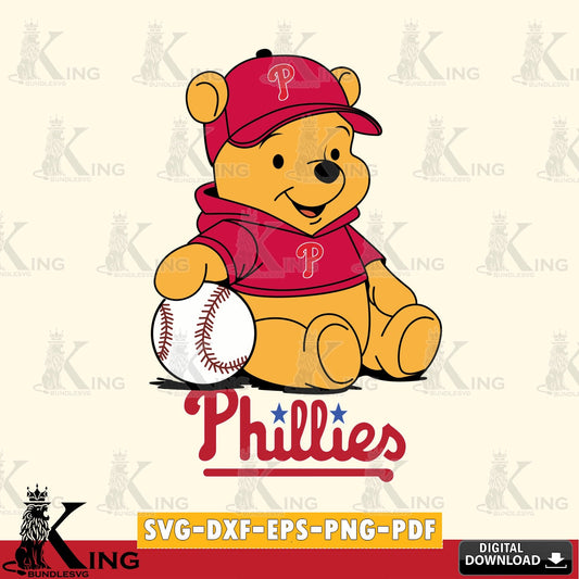 Digital clipart of Philadelphia Phillies Baseball Star Teddy vector illustration for POD merchandise and apparel