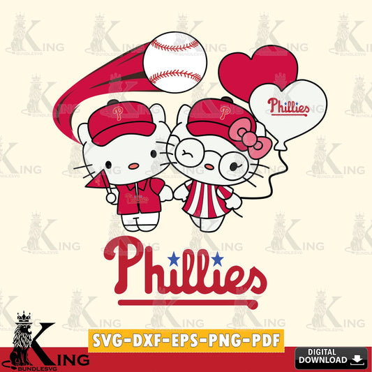 All-in-one bundle of Philadelphia Phillies Hello Kitty baseball couple, versatile clip art for stickers, decals, and mugs