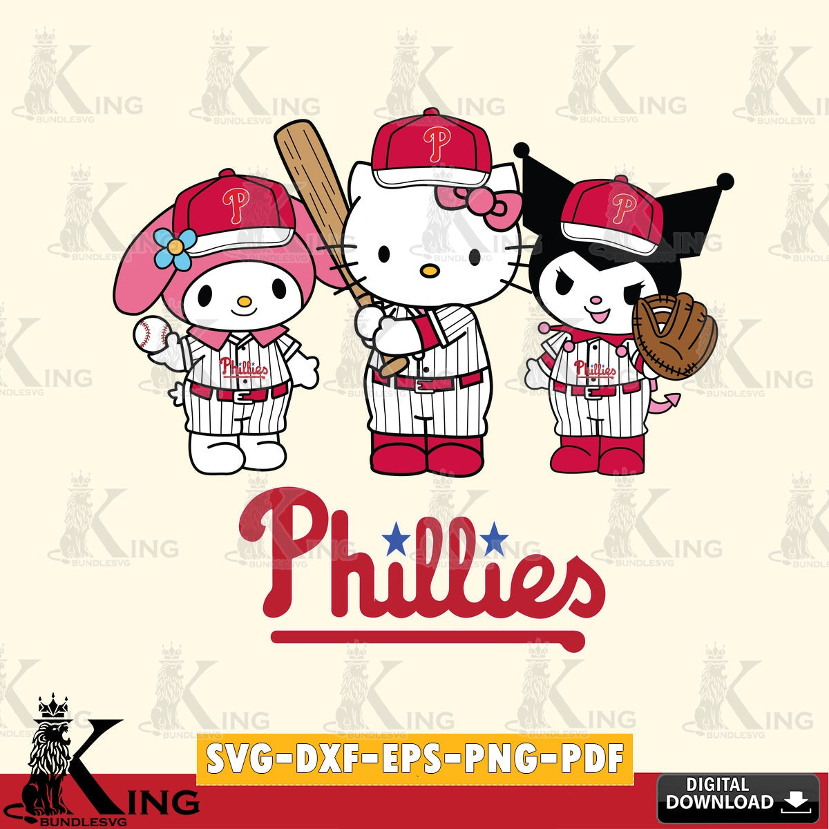 Vector design showing Philadelphia Phillies Kawaii team baseball player, printable vector design for sublimation and crafts