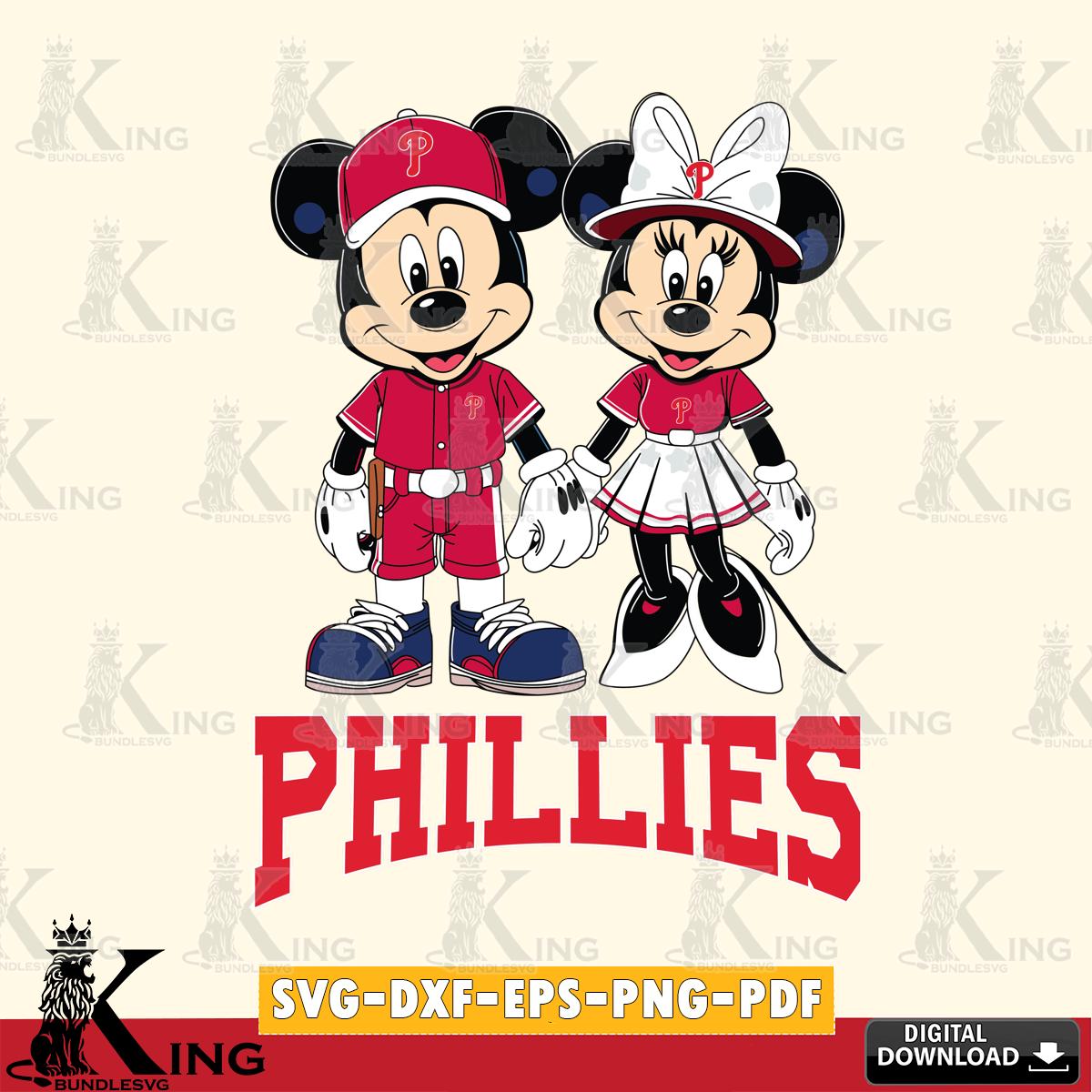 Philadelphia Phillies Mickey Minnie Baseball SVG File, MLB for Cricut, Silhouette, Digital Download , file cut