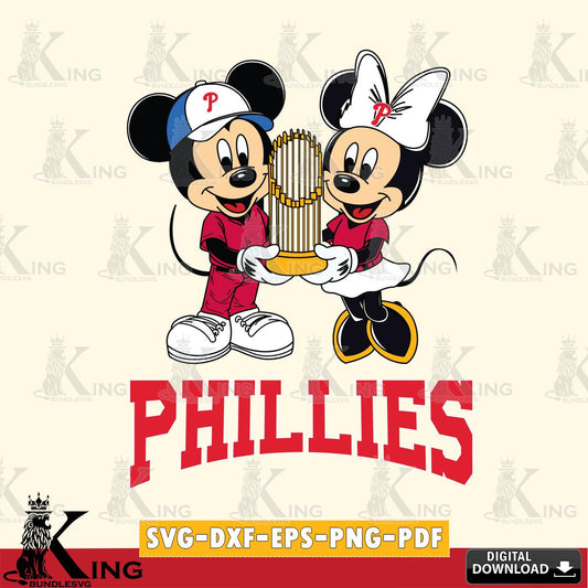Philadelphia Phillies Mickey Minnie Mouse Champions SVG File, MLB for Cricut, Silhouette, Digital Download , file cut