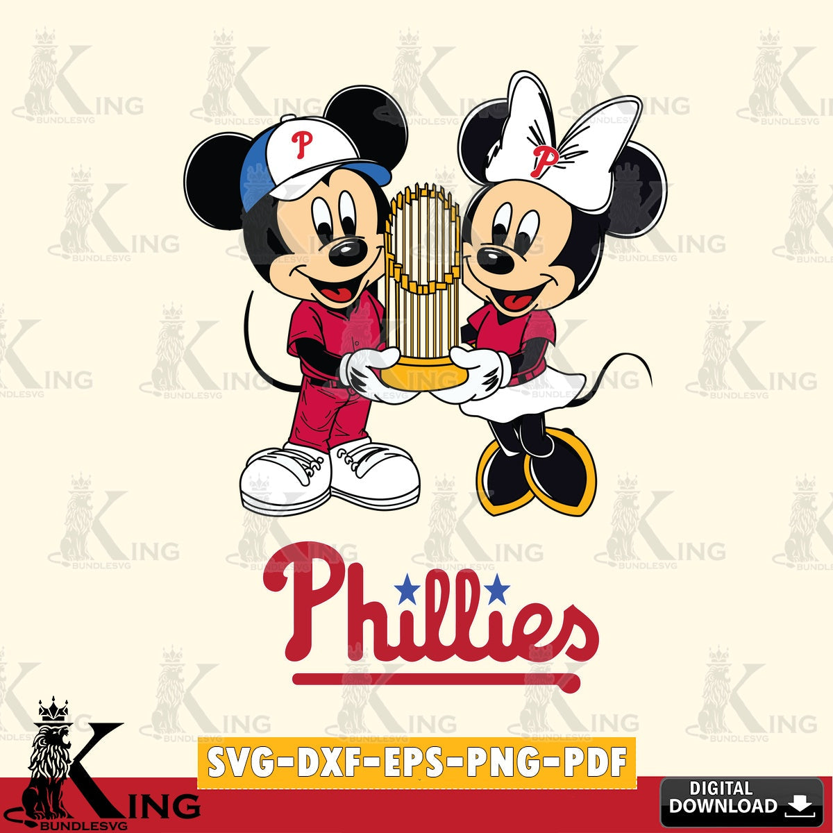 Philadelphia Phillies Mickey Minnie Mouse Champions SVG file , For Cricut,  File cut , Digital Download , PDF File, Cut Files