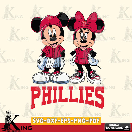 Philadelphia Phillies Mickey Minnie Mouse Fan SVG File, MLB for Cricut, Silhouette, Digital Download , file cut