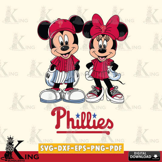Philadelphia Phillies Mickey Minnie Mouse Fan SVG file , For Cricut,  File cut , Digital Download , PDF File, Cut Files