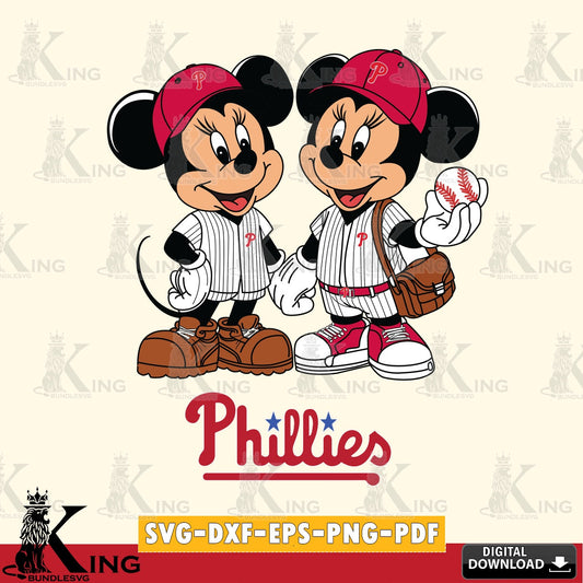 Philadelphia Phillies Mickey Minnie Mouse couple SVG file , For Cricut,  File cut , Digital Download , PDF File, Cut Files