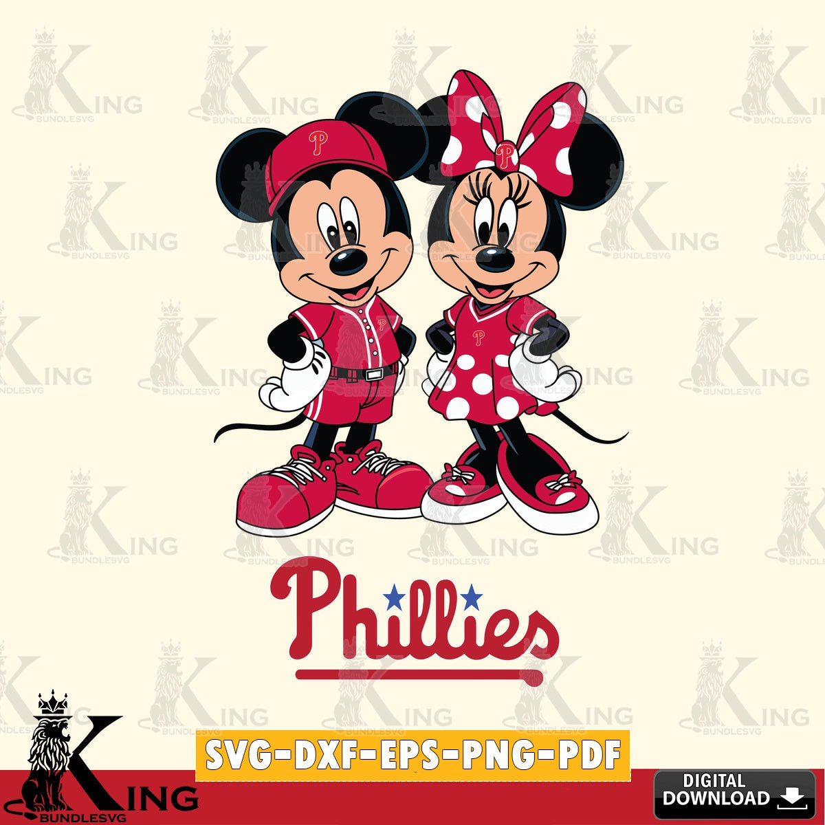 Philadelphia Phillies Mickey Minnie Mouse couple sport SVG file , For Cricut,  File cut , Digital Download , PDF File, Cut Files